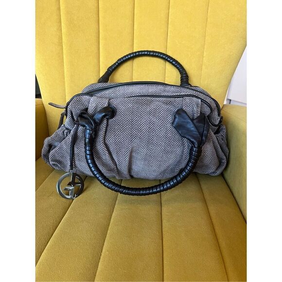 Giorgio Armani vintage fabric with Leather Hand Bag - Picture 1 of 14